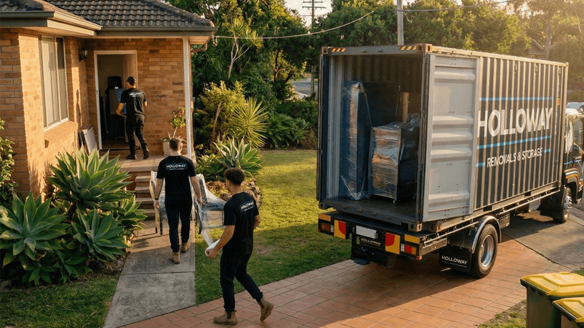 Holloway removalists Sydney loading furniture into truck at residential home